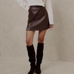 Banana Republic Brown Vegan Leather Mini Skirt